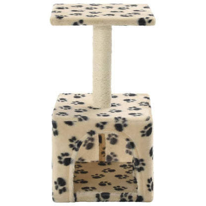 Arbre à chat en sisal 55 cm beige empreinte de patte