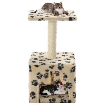 Arbre à chat en sisal 55 cm beige empreinte de patte