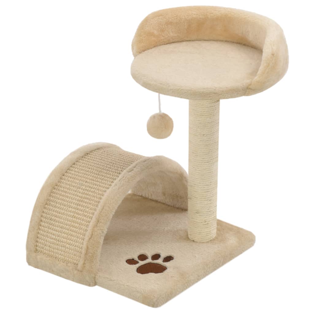 Arbre à chat en sisal 40 cm beige et marron