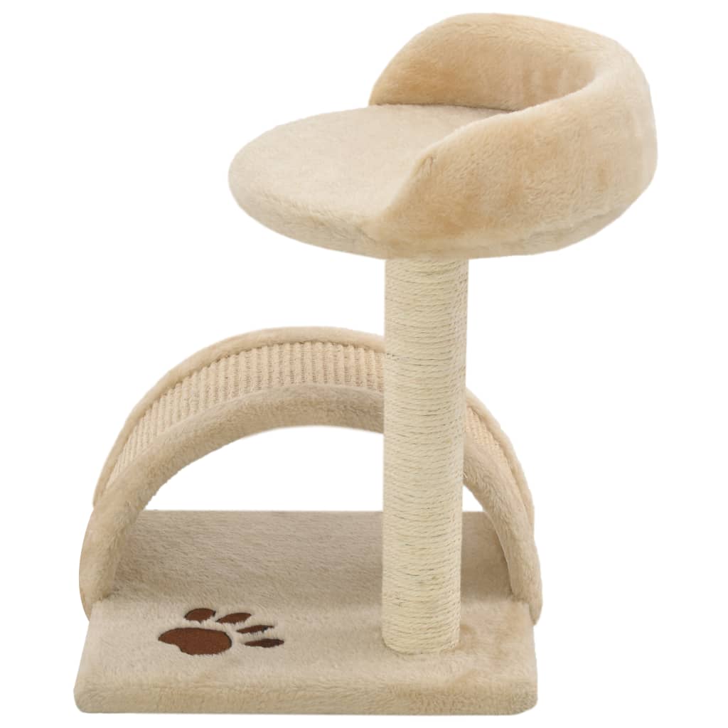 Arbre à chat en sisal 40 cm beige et marron