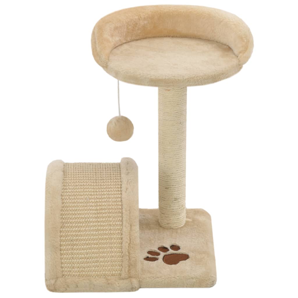 Arbre à chat en sisal 40 cm beige et marron