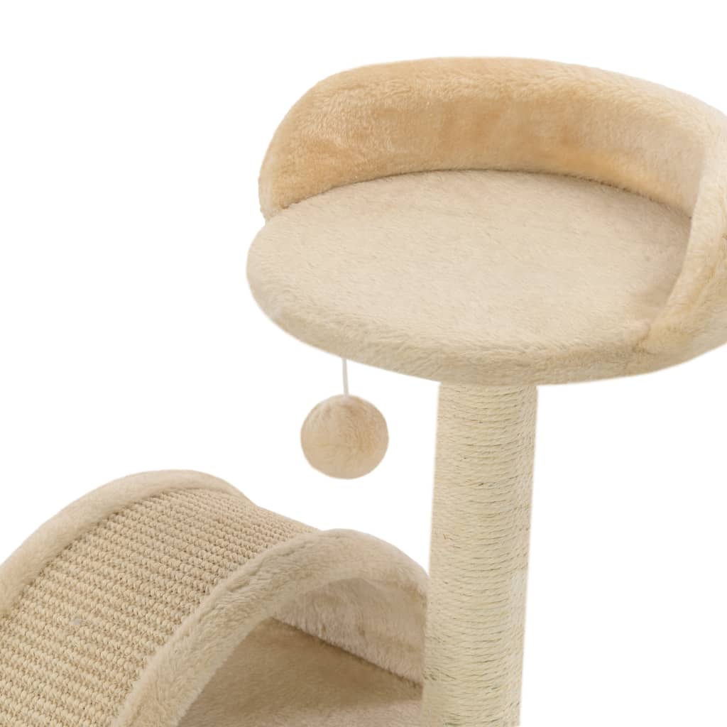 Arbre à chat en sisal 40 cm beige et marron