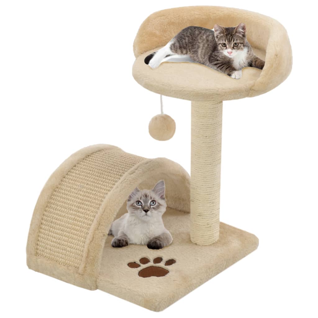 Arbre à chat en sisal 40 cm beige et marron