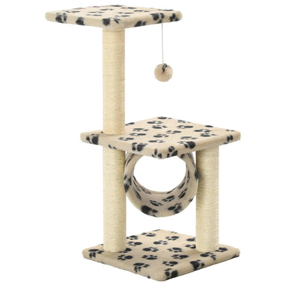 Rascador para gatos de sisal 65 cm estampado de pata beige