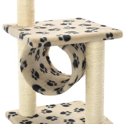 Rascador para gatos de sisal 65 cm estampado de pata beige