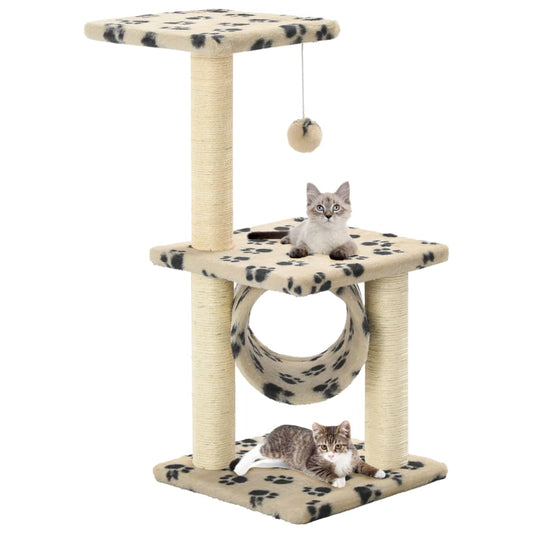 Rascador para gatos de sisal 65 cm estampado de pata beige