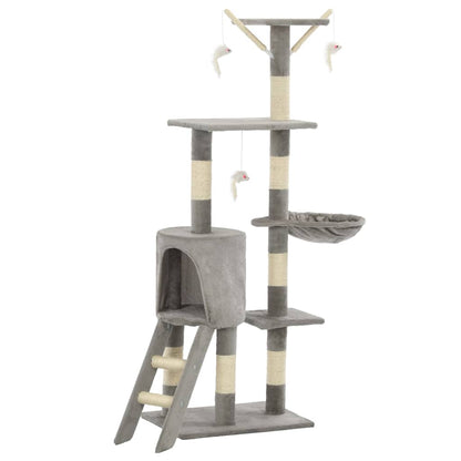 Arbre à chat avec colonnes en sisal 138 cm gris