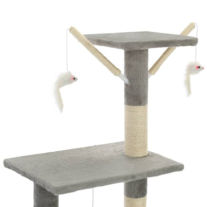 Arbre à chat avec colonnes en sisal 138 cm gris