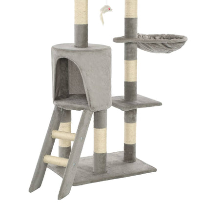 Arbre à chat avec colonnes en sisal 138 cm gris