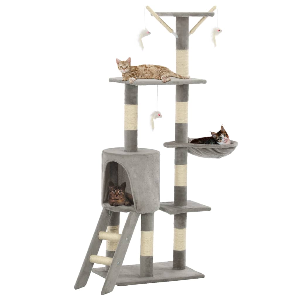 Arbre à chat avec colonnes en sisal 138 cm gris