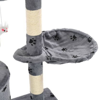 Arbre à chat en sisal 138 cm empreinte de patte grise