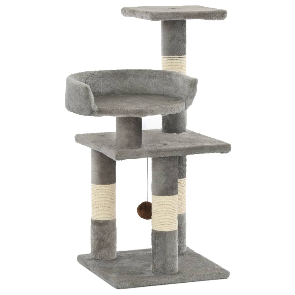 Arbre à chat avec griffoirs en sisal 65 cm gris