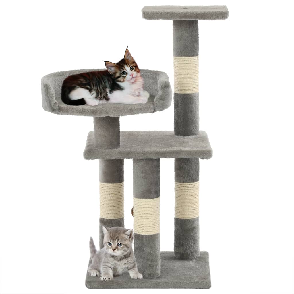 Arbre à chat avec griffoirs en sisal 65 cm gris