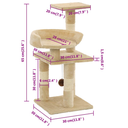 Arbre à chat avec griffoirs en sisal 65 cm beige