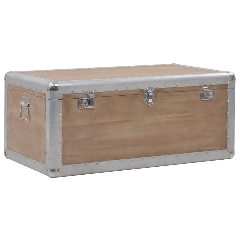 Caja de almacenamiento madera maciza de abeto 91x52x40 cm marrón