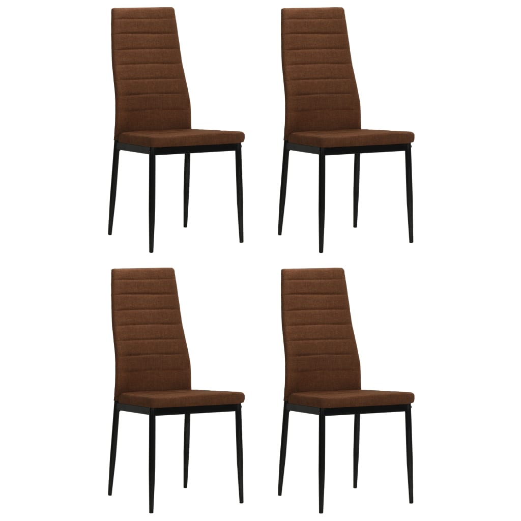 Chaises de salle à manger 4 pcs. Tissu marron