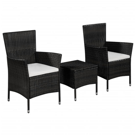 3-tlg. Bistro-Set Poly Rattan Schwarz