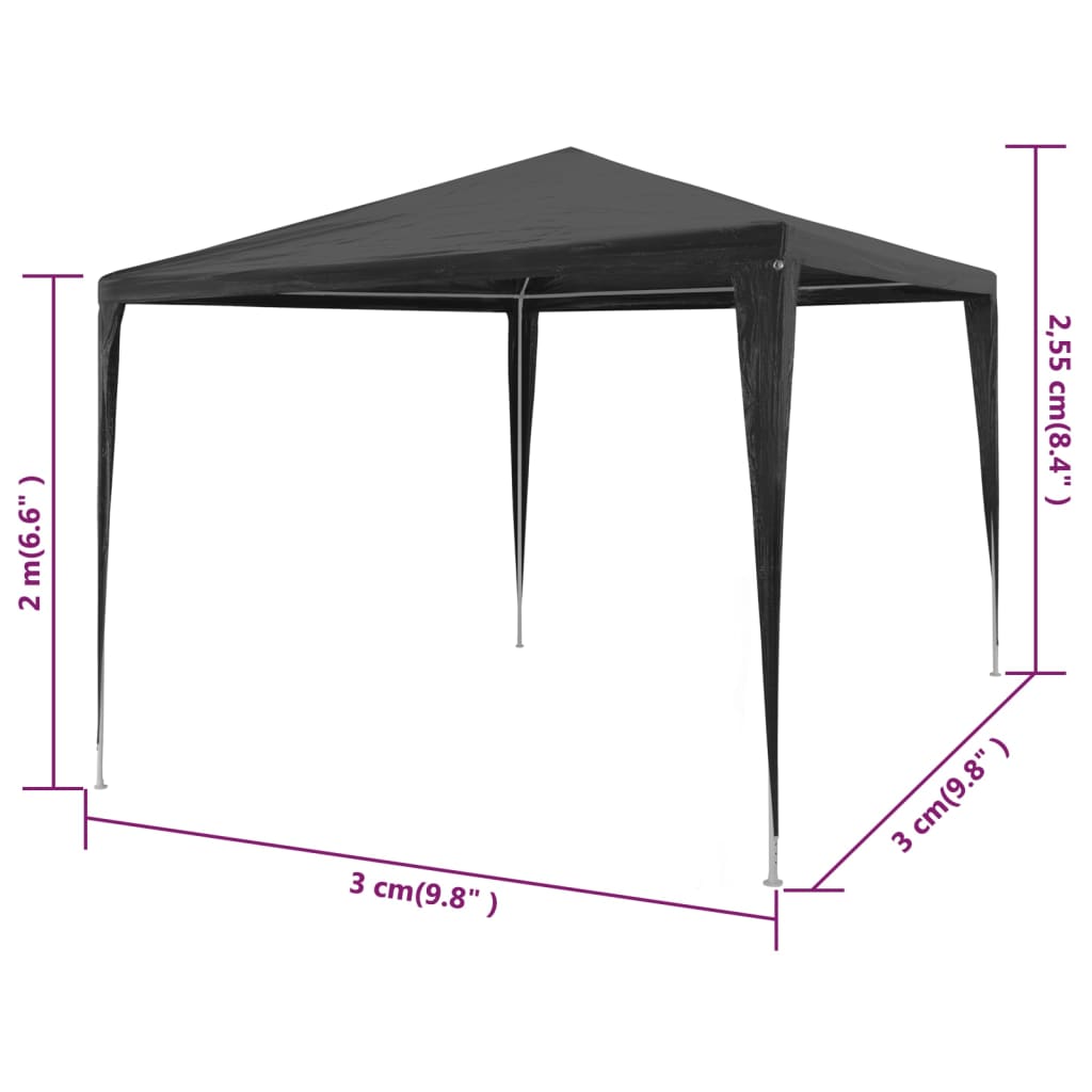 Carpa para fiestas 3x3 m PE antracita