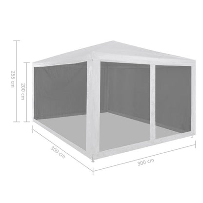 Tente de fête avec 4 parois latérales grillagées 3 x 3 m