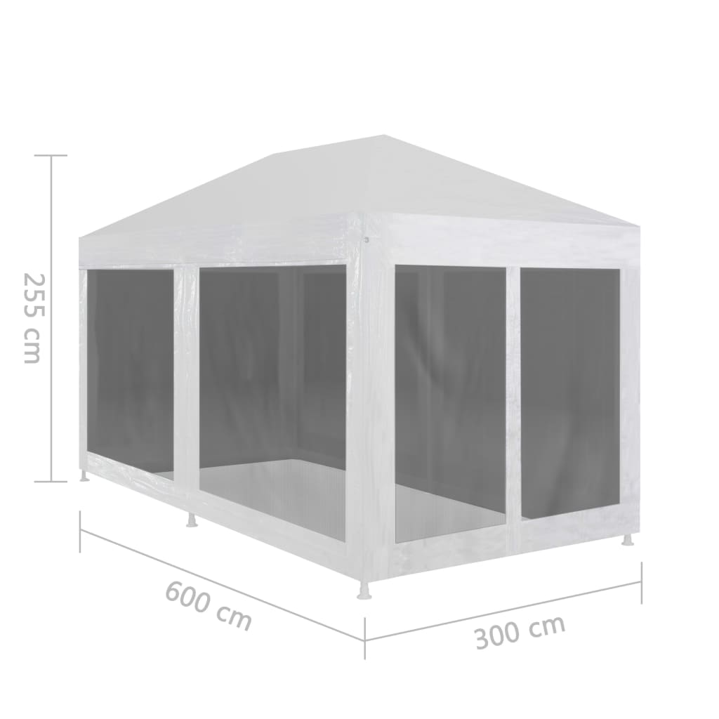 Tente de fête avec 6 parois latérales grillagées 6 x 3 m