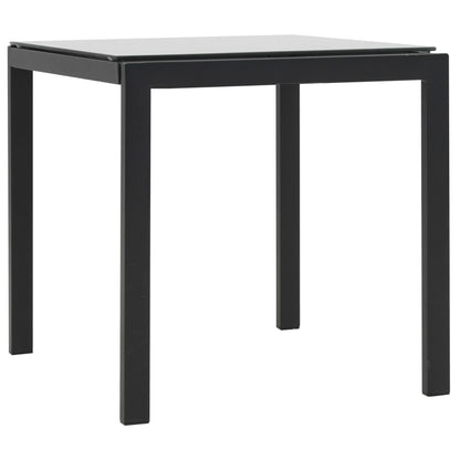 Chaises longues 2 pcs. avec table poly rotin et textilène noir