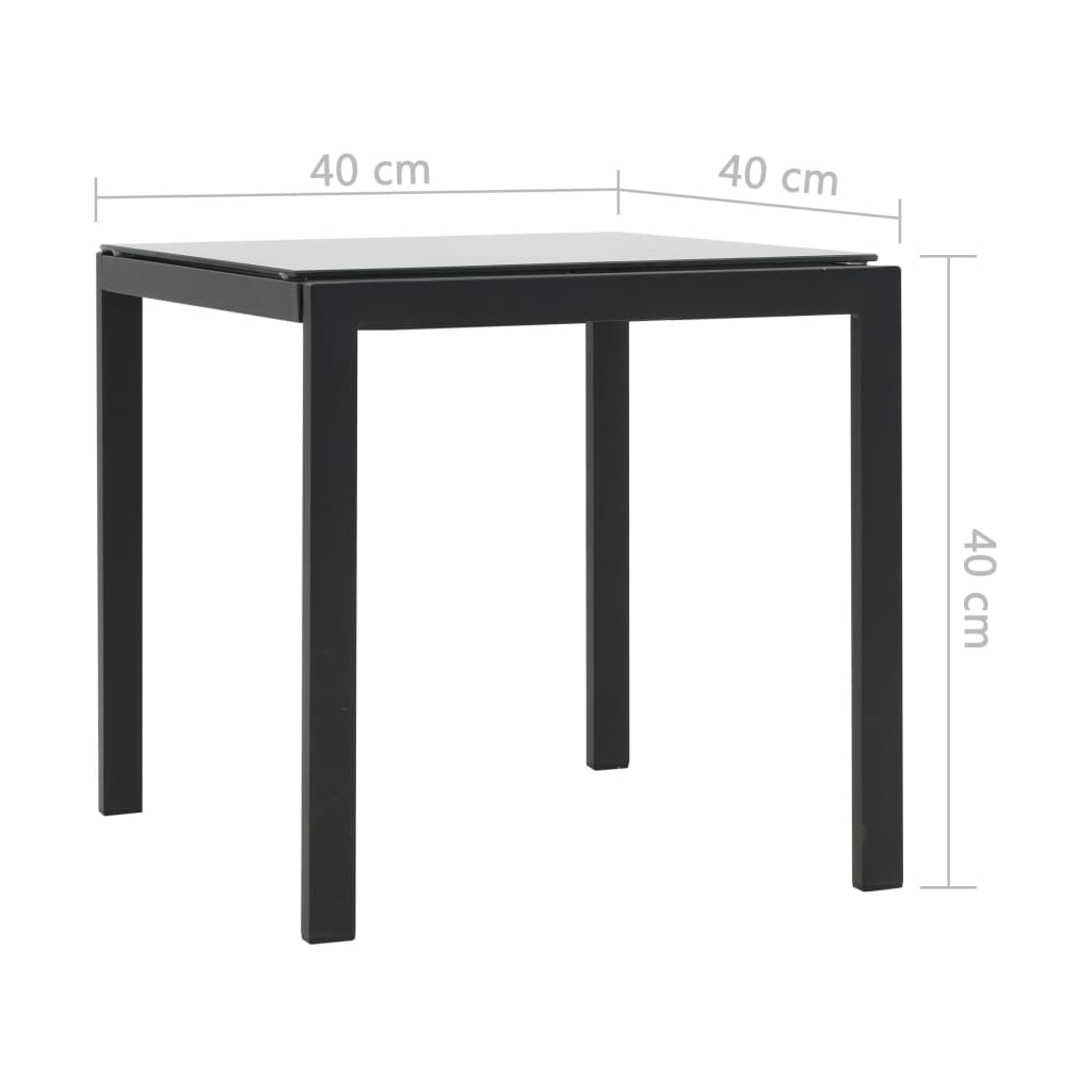 Chaises longues 2 pcs. avec table poly rotin et textilène noir