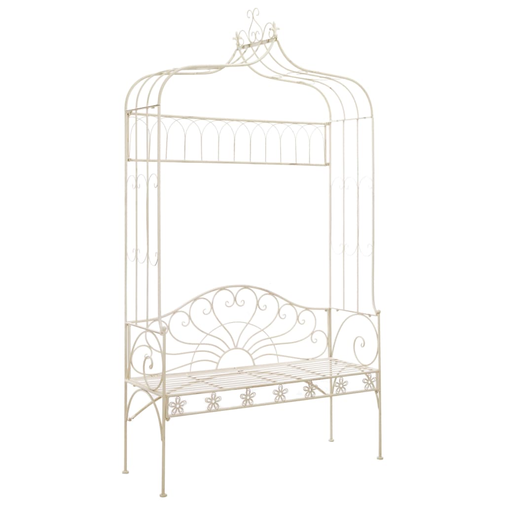 Banc de jardin 122 cm fer blanc antique