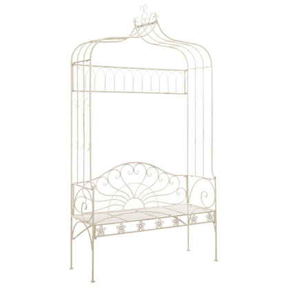 Banc de jardin 122 cm fer blanc antique