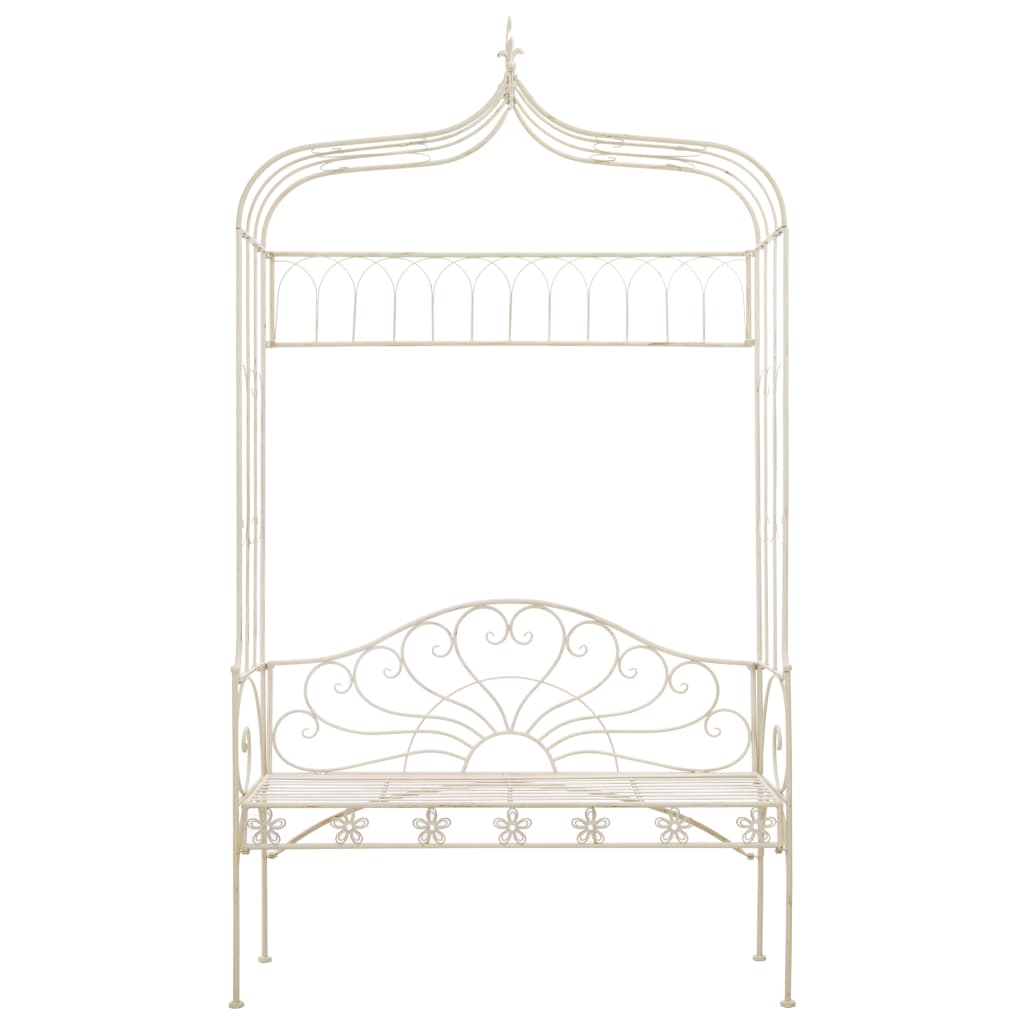 Banc de jardin 122 cm fer blanc antique