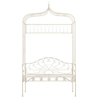 Banc de jardin 122 cm fer blanc antique