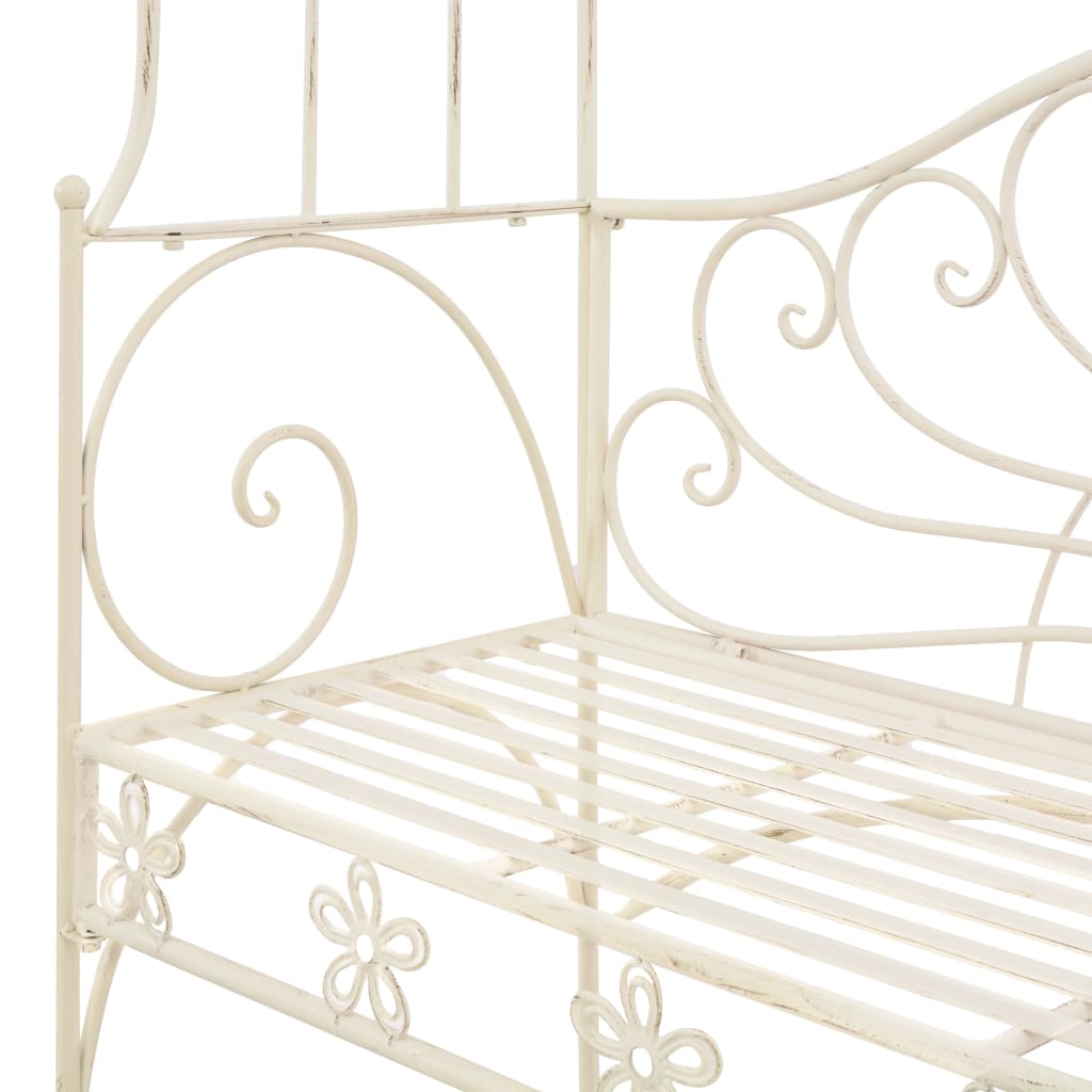 Banc de jardin 122 cm fer blanc antique