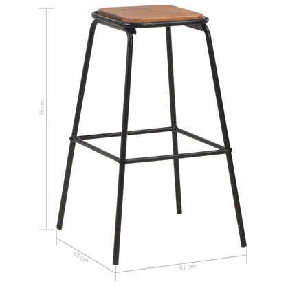 Tabourets de bar 2 pcs. Bois de pin massif noir et acier