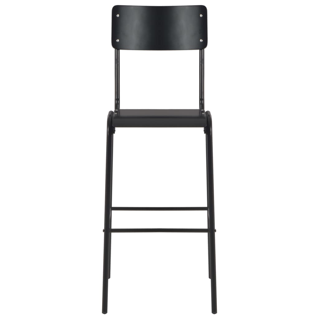 Tabourets de bar 2 pcs Noir Contreplaqué Massif Acier