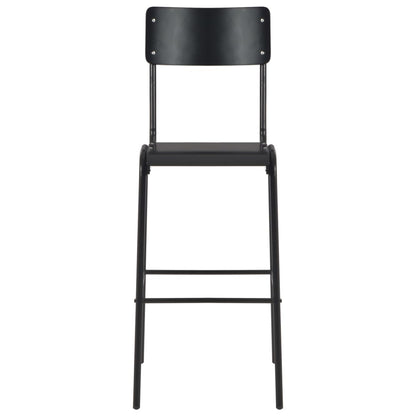 Tabourets de bar 2 pcs Noir Contreplaqué Massif Acier