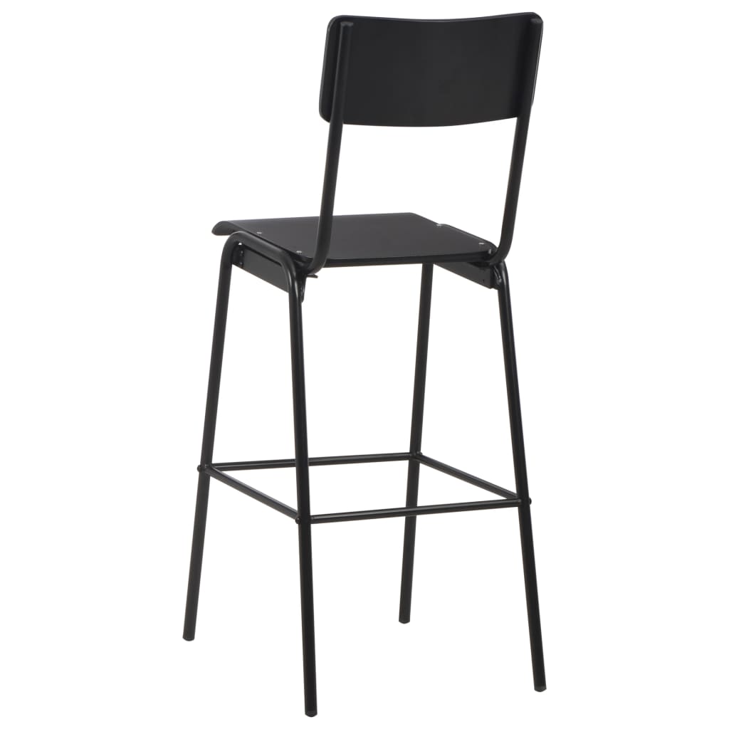 Tabourets de bar 2 pcs Noir Contreplaqué Massif Acier