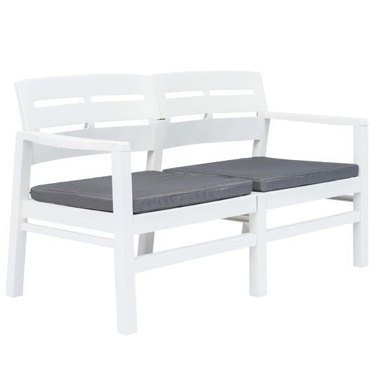 Banc de jardin 2 places avec coussin blanc 133 cm en plastique