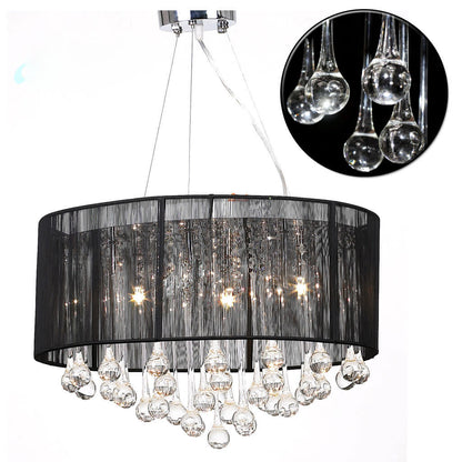 Lustre en cristal avec 85 véritables cristaux de verre noir