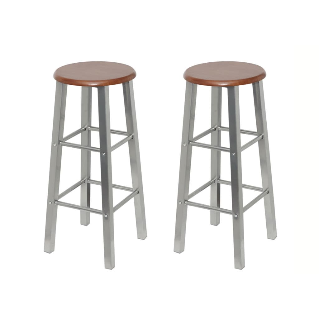 Tabourets de bar 2 pcs en métal avec assise en MDF