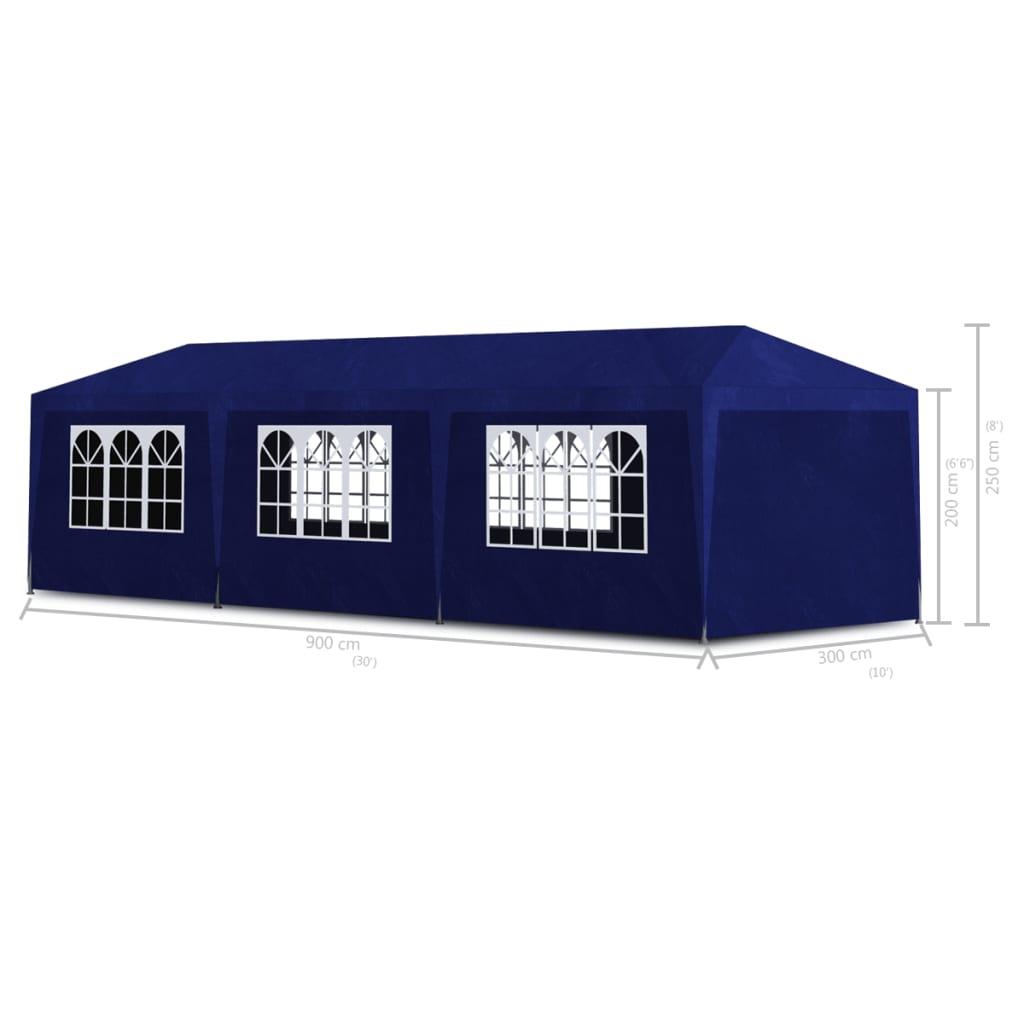 Partyzelt 3x9 m Blau