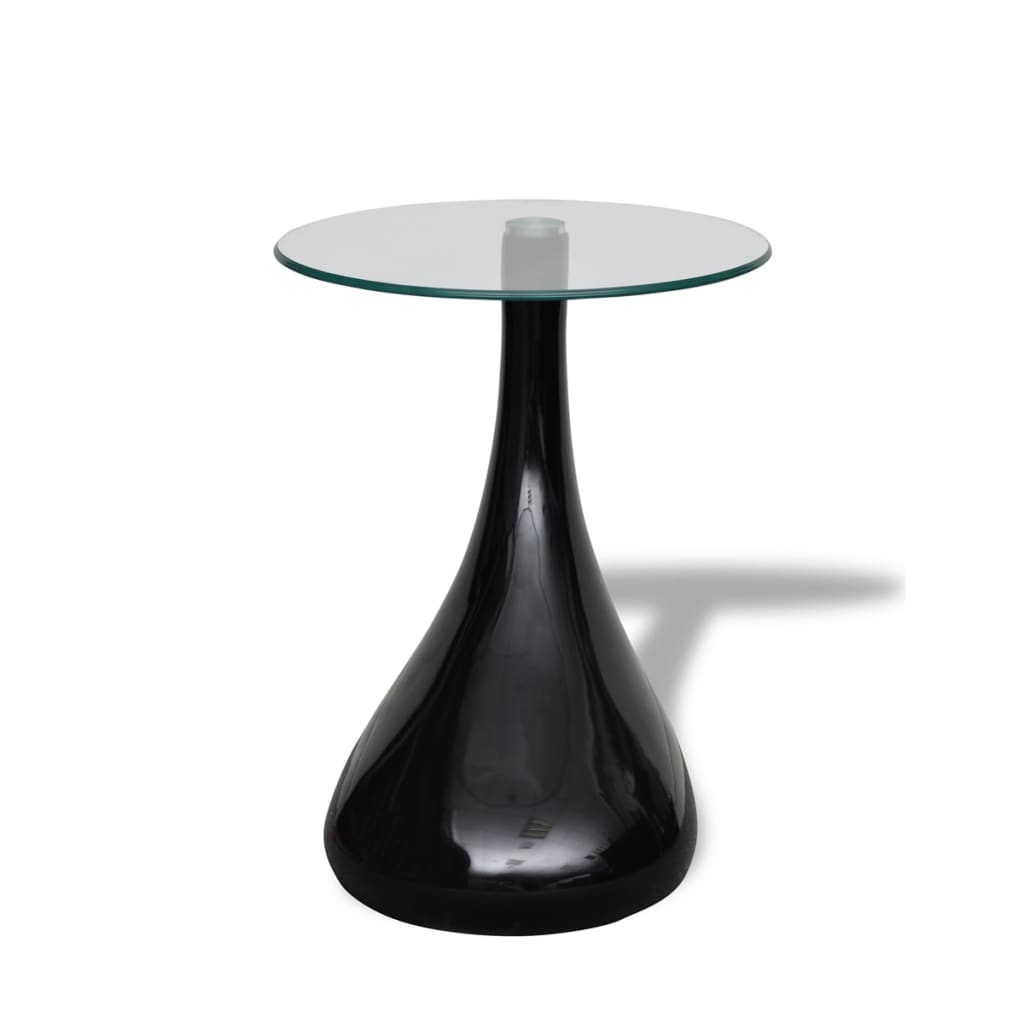 Tables d'appoint avec plateau rond en verre 2 pièces Noir brillant.