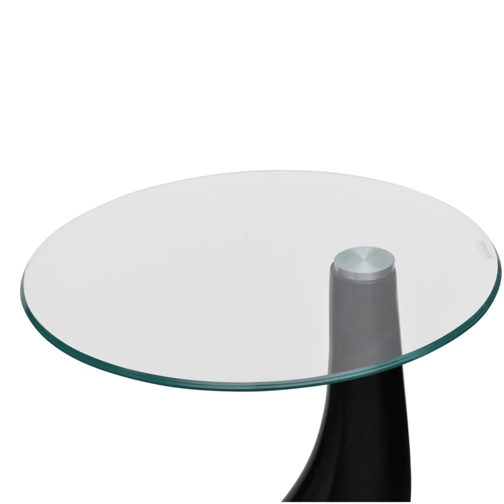 Tables d'appoint avec plateau rond en verre 2 pièces Noir brillant.