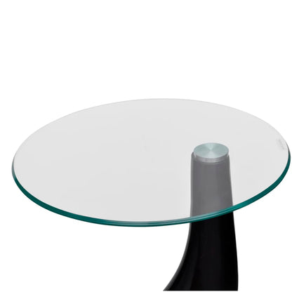 Tables d'appoint avec plateau rond en verre 2 pièces Noir brillant.