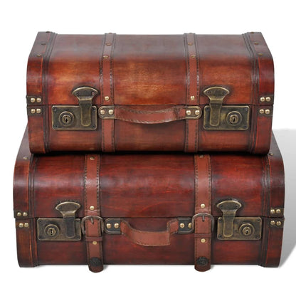 Valise décorative en bois 2 pcs. Style rétro marron