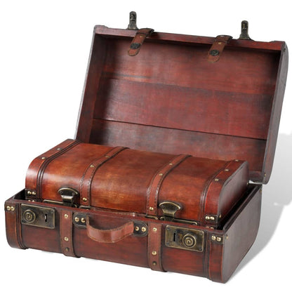 Valise décorative en bois 2 pcs. Style rétro marron