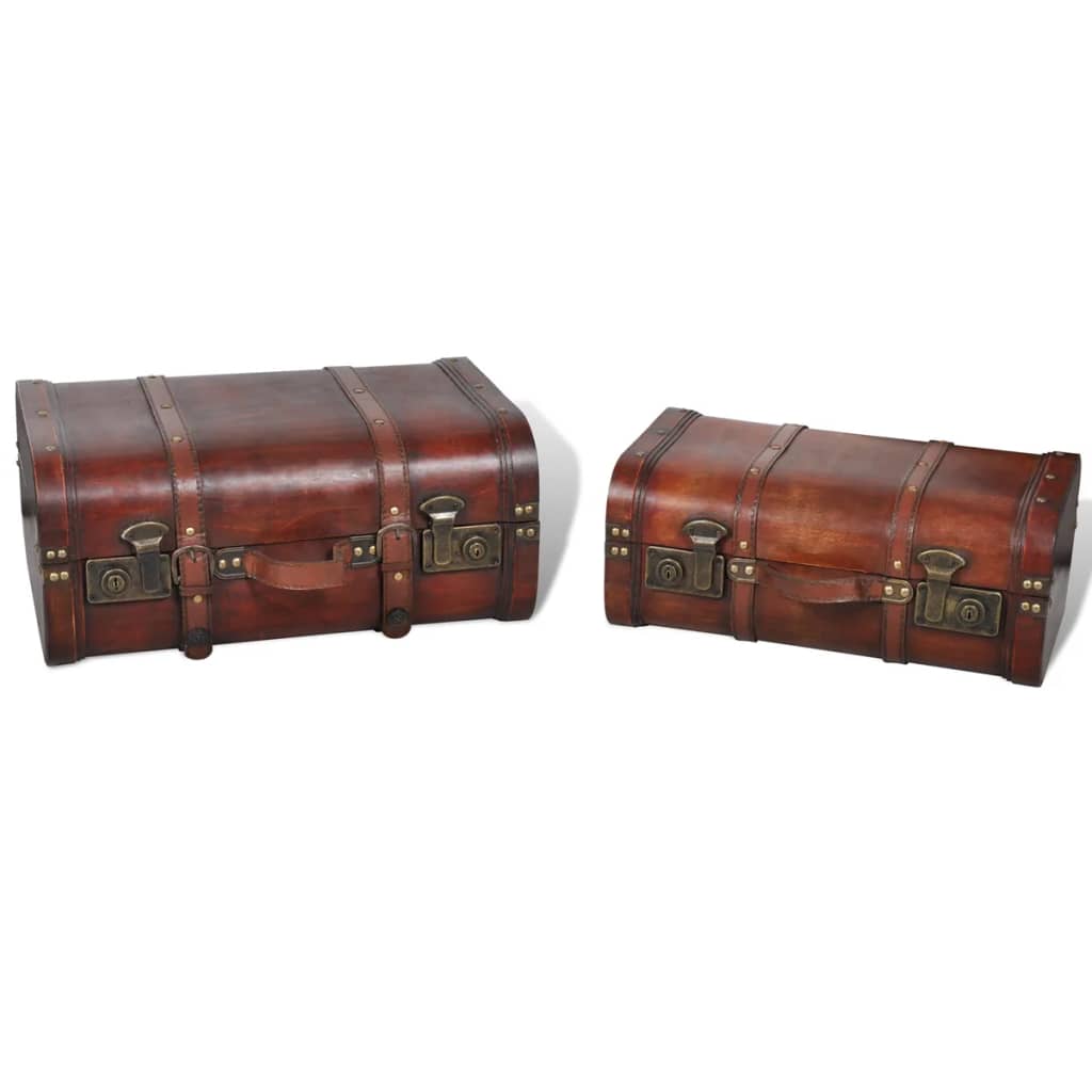 Valise décorative en bois 2 pcs. Style rétro marron