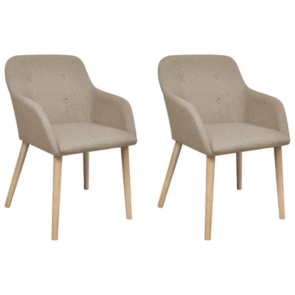 Chaises de salle à manger 2 pcs. Tissu beige et bois de chêne massif