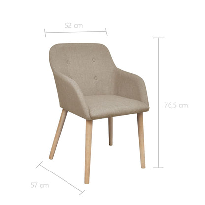 Chaises de salle à manger 2 pcs. Tissu beige et bois de chêne massif