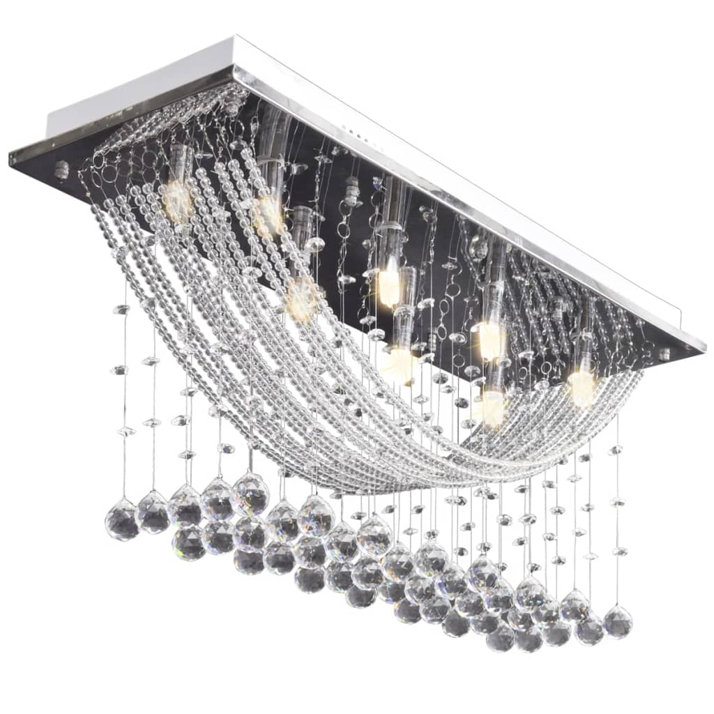 Weiße Deckenlampe mit funkelnden Glasperlen 8 x G9 29 cm