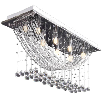 Weiße Deckenlampe mit funkelnden Glasperlen 8 x G9 29 cm