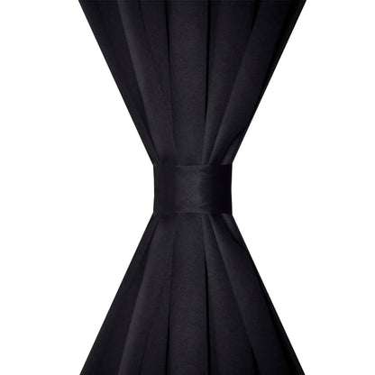 2x Verdunkelungs-Vorhänge mit Schlaufen 135 x 245 cm Schwarz blackout